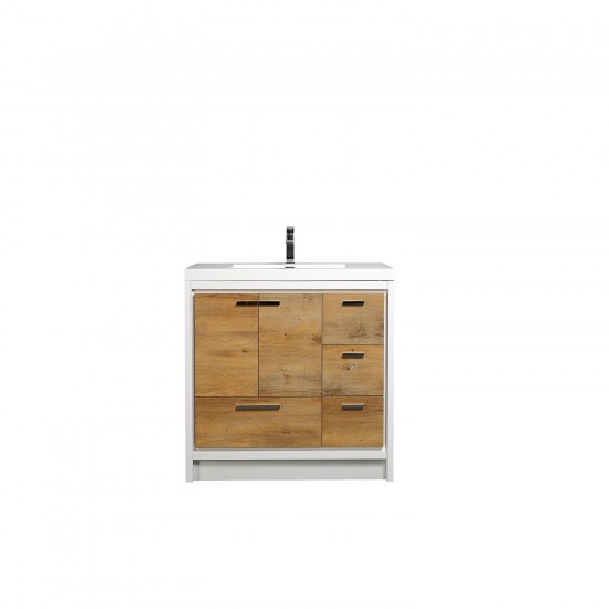 Eviva Grace 42" Natural Oak/White Bathroom Vanity w/ White Integrated Top