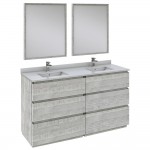 Fresca Formosa 60" Floor Standing Double Sink Bathroom Vanity w/ Mirrors in Ash