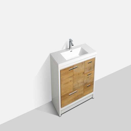 Eviva Grace 42" Natural Oak/White Bathroom Vanity w/ White Integrated Top