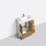 Eviva Grace 42" Natural Oak/White Bathroom Vanity w/ White Integrated Top