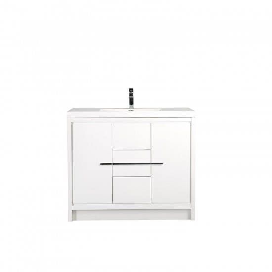 Eviva Grace 48" Glossy White Bathroom Vanity w/ White Integrated Top