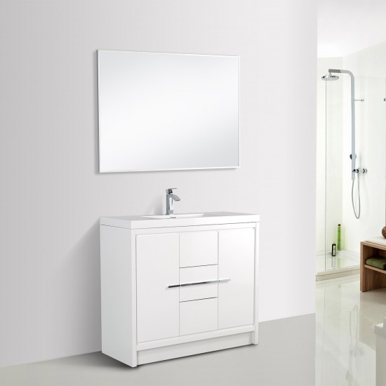 Eviva Grace 48" Glossy White Bathroom Vanity w/ White Integrated Top