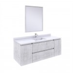 Fresca Formosa 54" Wall Hung Modern Bathroom Vanity w/ Mirror in Rustic White