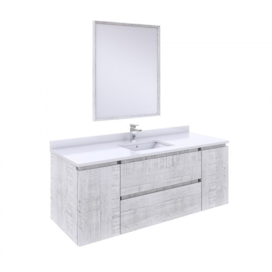 Fresca Formosa 54" Wall Hung Modern Bathroom Vanity w/ Mirror in Rustic White