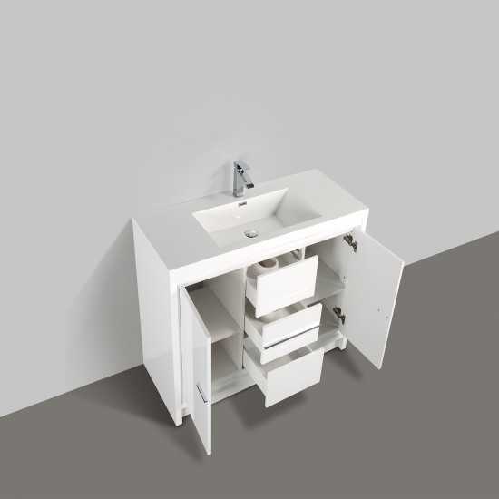 Eviva Grace 48" Glossy White Bathroom Vanity w/ White Integrated Top