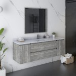 Fresca Formosa 60" Wall Hung Single Sink Modern Bathroom Vanity w/ Mirror in Ash