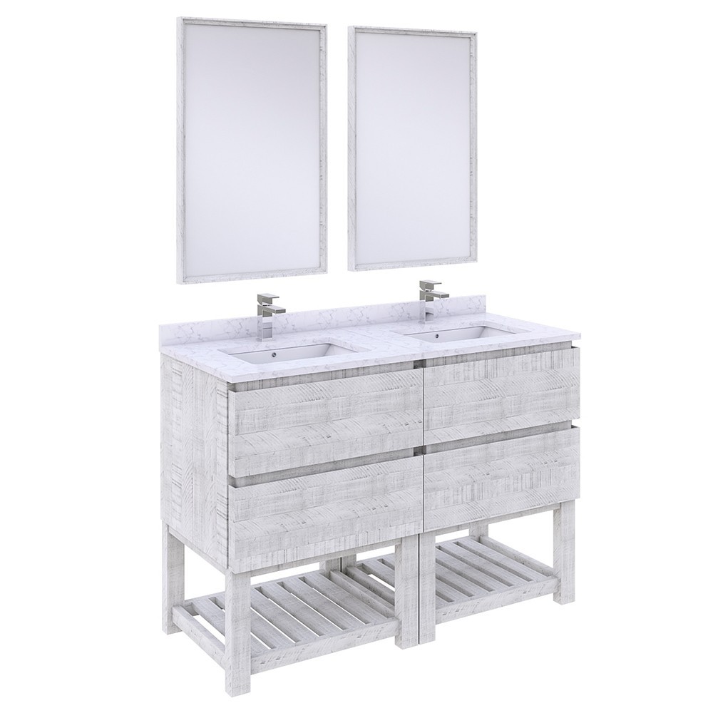 Fresca Formosa 48" Double Sink Modern Bathroom Vanity w/ Open Bottom & Mirrors