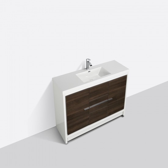 Eviva Grace 48" Gray Oak/White Bathroom Vanity w/ White Integrated Top