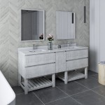 Fresca Formosa 72" Modern Bathroom Vanity w/ Open Bottom & Mirrors in White