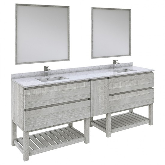 Fresca Formosa 84" Floor Standing Bathroom Vanity w/ Open Bottom & Mirror in Ash