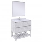 Fresca Formosa 36" Bathroom Vanity w/ Open Bottom & Mirror in Rustic White