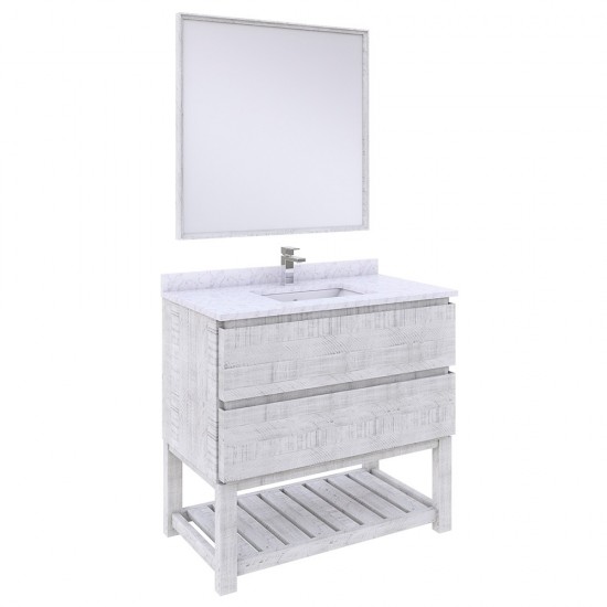 Fresca Formosa 36" Bathroom Vanity w/ Open Bottom & Mirror in Rustic White