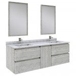 Fresca Formosa 60" Wall Hung Bathroom Vanity w/ Mirrors in Ash