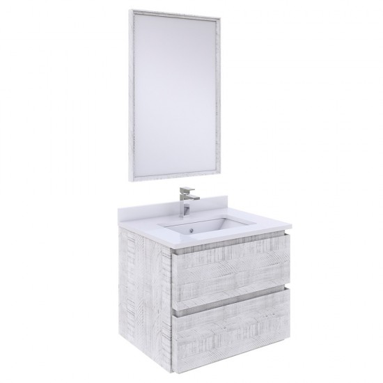 Fresca Formosa 24" Wall Hung Modern Bathroom Vanity w/ Mirror in Rustic White