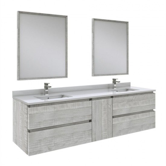 Fresca Formosa 72" Double Sink Bathroom Vanity w/ Mirrors in Ash