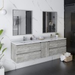 Fresca Formosa 72" Double Sink Bathroom Vanity w/ Mirrors in Ash