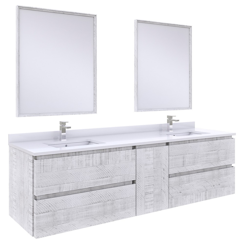 Fresca Formosa 72" Double Sink Bathroom Vanity in Rustic White