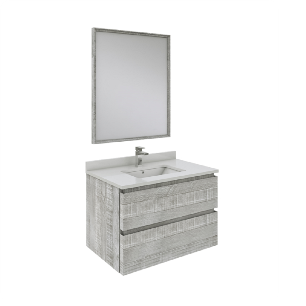 Fresca Formosa 30" Wall Hung Modern Bathroom Vanity w/ Mirror in Ash