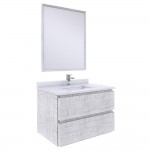 Fresca Formosa 30" Wall Hung Modern Bathroom Vanity w/ Mirror in Rustic White