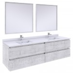 Fresca Formosa 72" Wall Hung Double Sink Bathroom Vanity in Rustic White