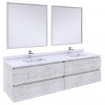 Fresca Formosa 72" Wall Hung Double Sink Bathroom Vanity in Rustic White