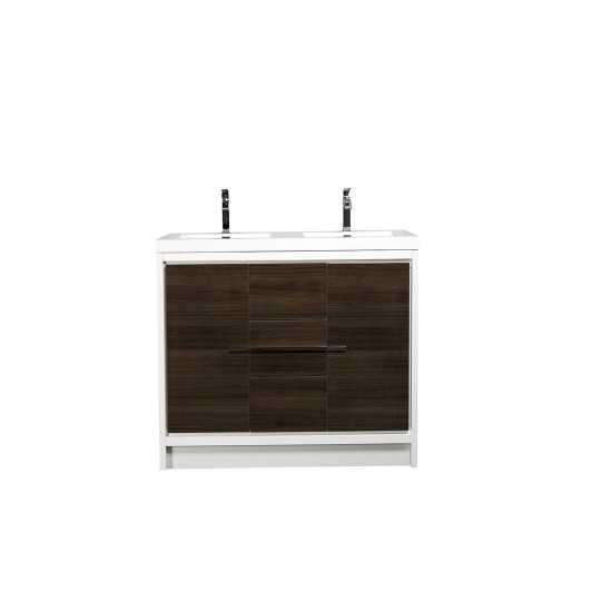 Eviva Grace 60" Gray Oak/White Double Sink Bathroom Vanity w/ White Integrated Top