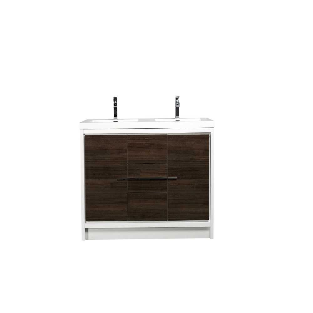 Eviva Grace 60" Gray Oak/White Double Sink Bathroom Vanity w/ White Integrated Top