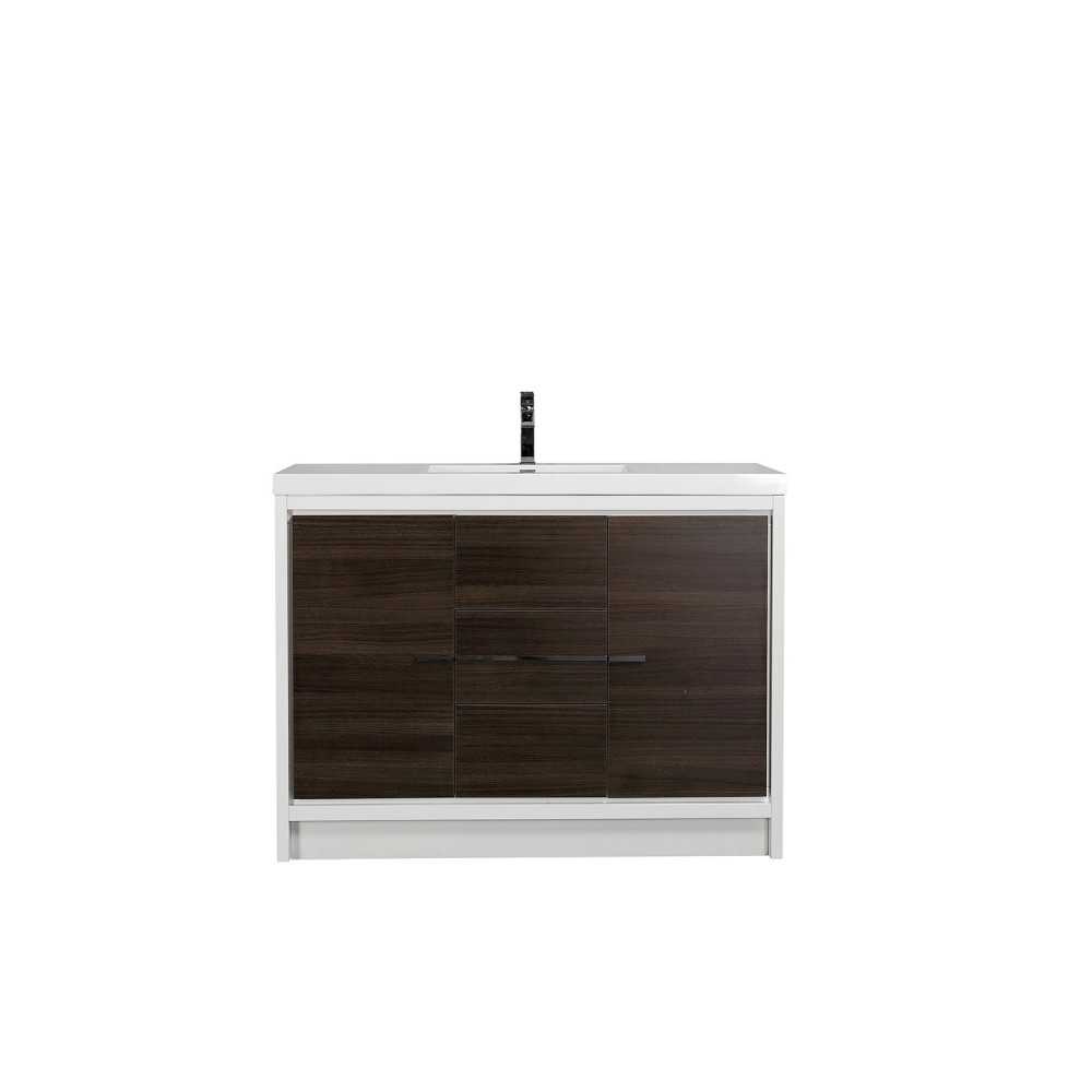 Eviva Grace 60" Gray Oak/White Single Sink Bathroom Vanity w/ White Integrated Top