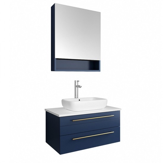 Fresca Lucera 30" Vessel Sink Bathroom Vanity w/ Medicine Cabinet