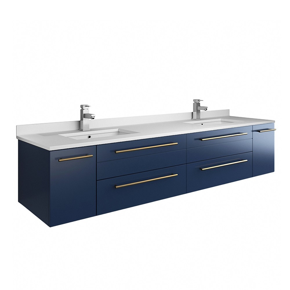 Fresca Lucera 72" Double Undermount Sink Bathroom Vanity w/ Medicine Cabinets