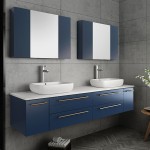 Fresca Lucera 72" Double Vessel Sink Bathroom Vanity w/ Medicine Cabinets