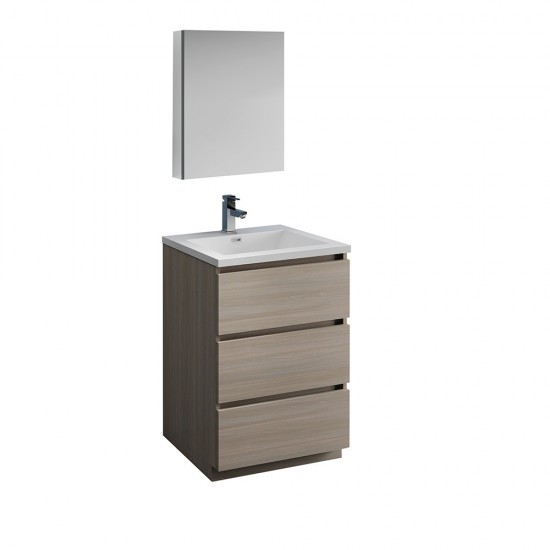 Fresca Lazzaro 24" Gray Wood Free Standing Bathroom Vanity w/ Medicine Cabinet