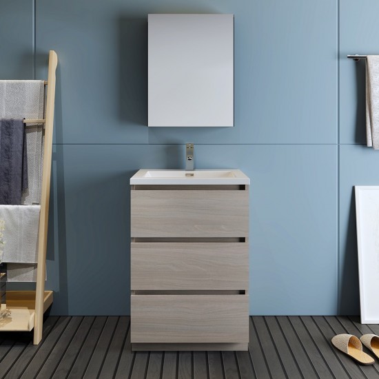 Fresca Lazzaro 24" Gray Wood Free Standing Bathroom Vanity w/ Medicine Cabinet