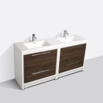 Eviva Grace 72" Gray Oak/White Double Sink Bathroom Vanity w/ White Integrated Top