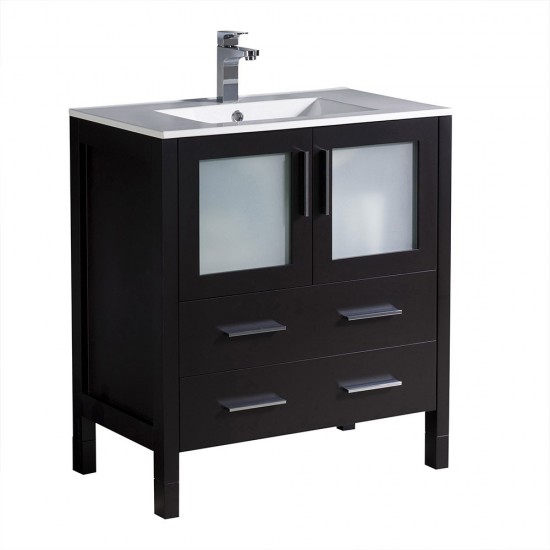 Fresca Torino 30" Espresso Modern Bathroom Cabinet w/ Integrated Sink