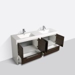 Eviva Grace 72" Gray Oak/White Double Sink Bathroom Vanity w/ White Integrated Top