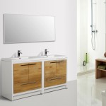 Eviva Grace 72" Natural Oak/White Double Sink Bathroom Vanity w/ White Integrated Top