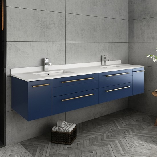 Fresca Lucera 72" Bathroom Cabinet w/ Top & Double Undermount Sinks