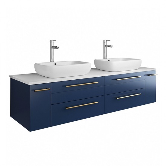 Fresca Lucera 60" Bathroom Cabinet w/ Top & Double Vessel Sinks