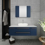 Fresca Lucera 48" Royal Blue Wall Hung Bathroom Cabinet w/ Top & Vessel Sink