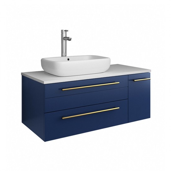 Fresca Lucera 36" Bathroom Cabinet w/ Top & Vessel Sink - Left Version