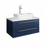 Fresca Lucera 30" Royal Blue Wall Hung Bathroom Cabinet w/ Top & Vessel Sink