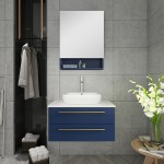 Fresca Lucera 30" Royal Blue Wall Hung Bathroom Cabinet w/ Top & Vessel Sink