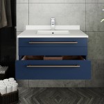 Fresca Lucera 30" Royal Blue Wall Hung Bathroom Cabinet w/ Top & Undermount Sink