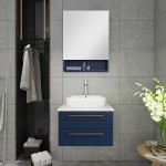 Fresca Lucera 24" Royal Blue Wall Hung Bathroom Cabinet w/ Top & Vessel Sink