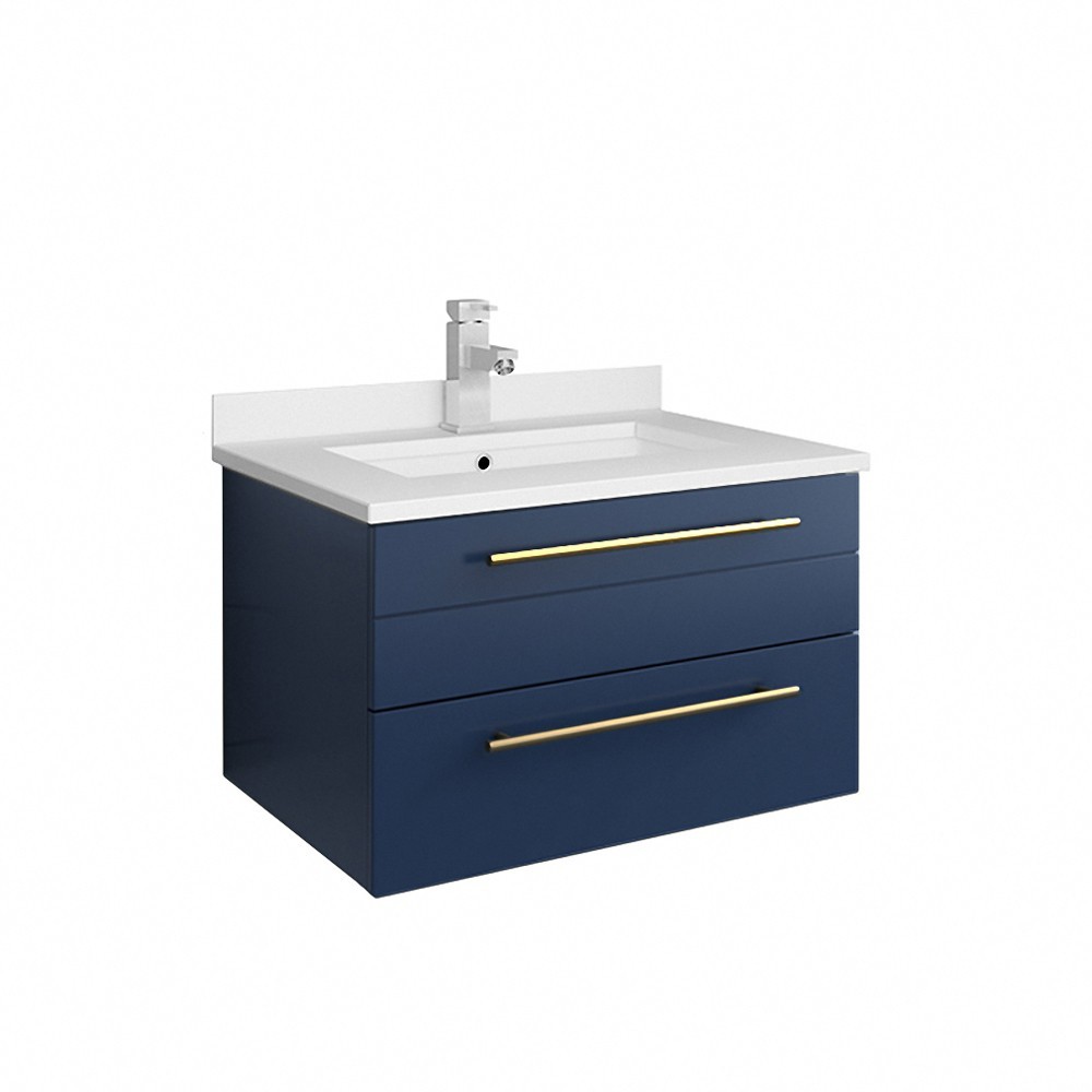 Fresca Lucera 24" Royal Blue Wall Hung Bathroom Cabinet w/ Top & Undermount Sink Fresca Lucera 24" Royal Blue Wall Hung Bathroom Cabinet w/ Top & Undermount Sink