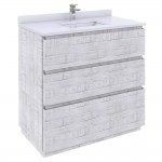 Fresca Formosa 36" Floor Standing Bathroom Cabinet w/ Top & Sink in Rustic White