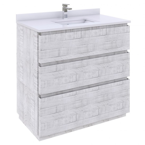 Fresca Formosa 36" Floor Standing Bathroom Cabinet w/ Top & Sink in Rustic White
