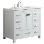 Eviva Hampton 36" White Transitional Bathroom Vanity w/ White Carrara Top