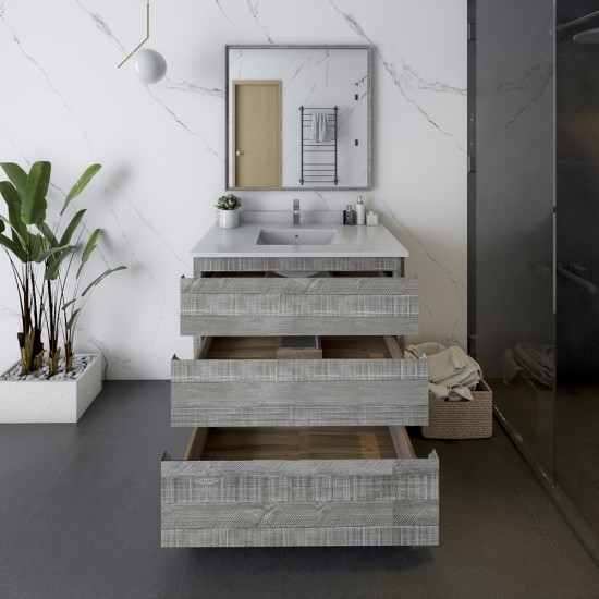 Fresca Formosa 36" Floor Standing Modern Bathroom Cabinet w/ Top & Sink in Ash